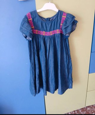 Vestito bambina blu con ricami