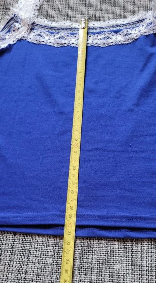 Camiseta tirantes Shein encaje azul Talla XS