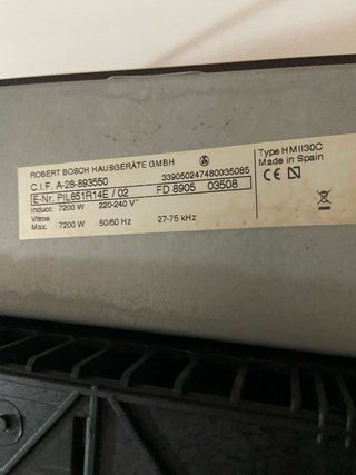 Cristal placa de inducción Bosch