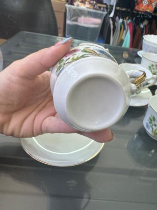 Juego de tazas de café de porcelana pajaros fauna