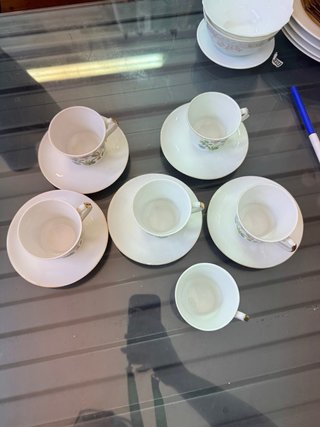 Juego de tazas de café de porcelana pajaros fauna