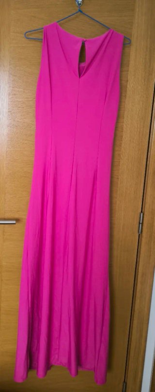 Vestido fiesta rosa largo con abertura