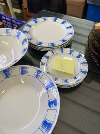 Set Cuencos Platos Cerámica Azul y Blanco persan