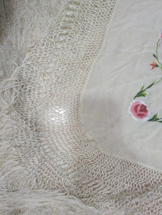 Mantón Manila Seda Natural Blanco