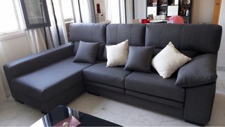 Chaiselongue 3 plazas gris polipiel