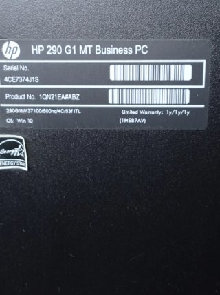 PC Fisso HP 290 G1 MT i3 7th Gen 8GB RAM 250GB SSD