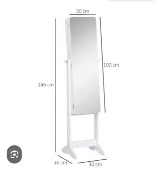 Mueble espejo joyero blanco y rosa