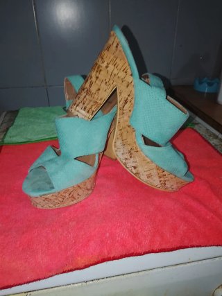 Sandalias Atmosphere Tacon Verde Agua