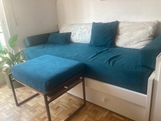 Sofá Cama IKEA Azul y Blanco