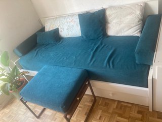 Sofá Cama IKEA Azul y Blanco