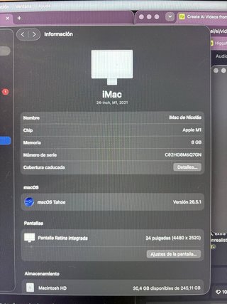 iMac 24 M1 (2021) 8GB RAM 250GB SSD