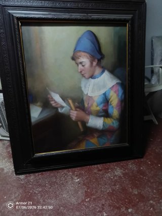 Cuadro antiguo lienzo tela