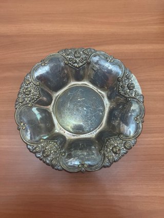Platillo frutero antiguo plateado