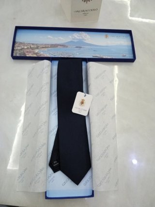Cravatta Caracciolo Pura Seta Blu Marine
