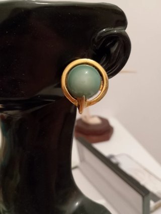 Orecchini vintage oro e verde acqua