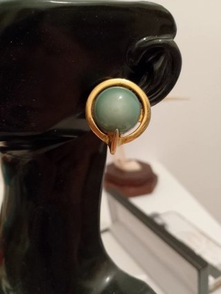 Orecchini vintage oro e verde acqua