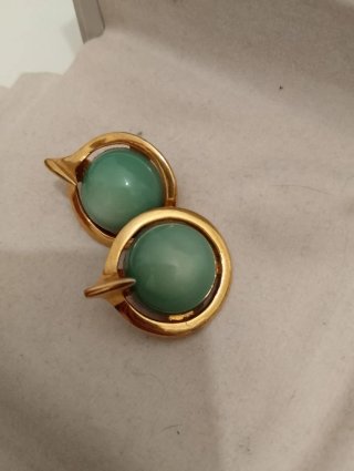 Orecchini vintage oro e verde acqua