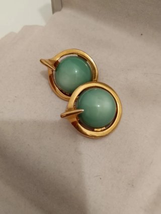 Orecchini vintage oro e verde acqua
