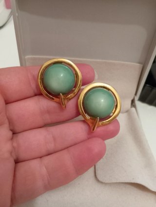 Orecchini vintage oro e verde acqua