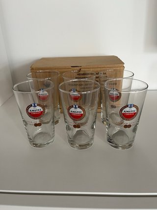 Lotto di 6 Bicchieri Amstel Birra Nuovi