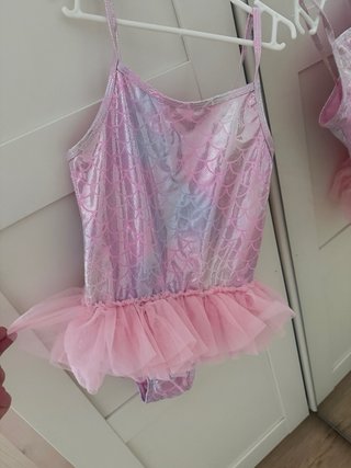 Bañador niña sirena rosa y plateado