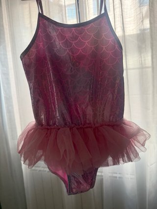 Bañador niña sirena rosa y plateado