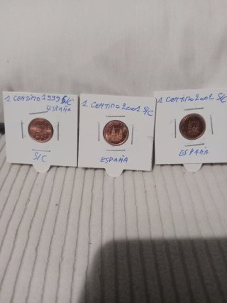 S/c 3 Monedas 1 Céntimo España 1999, 2001, 2002