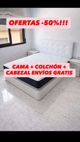 Cama + Colchón + Cabezal - Envío Gratis
