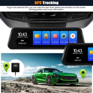 Retrovisor 4K 9.66 Dash CAM Coche GPS Dashcam