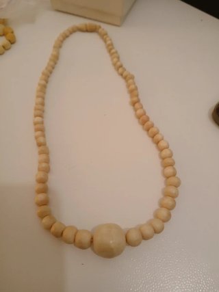 Collana antica rara perle beige