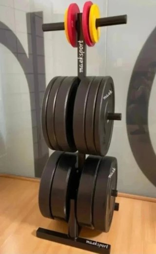 Soporte discos pesas barras mancuernas árbol peso