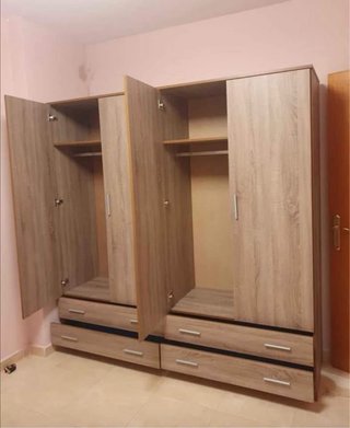 Armario ropero blanco 4 puertas y cajones
