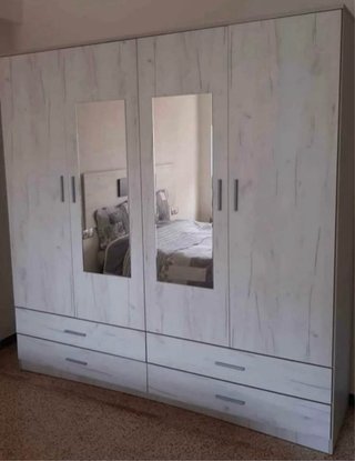 Armario ropero blanco 4 puertas y cajones