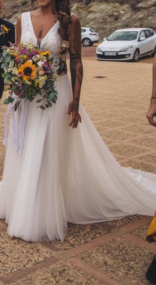 Vestido Novia Aire Barcelona 2024 Talla 38