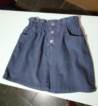 Minifalda de pana azul con papelero