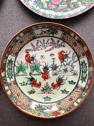 Conjunto de 5 platos y de porcelana china de Macao
