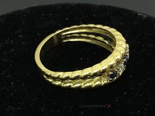 anillo oro 18k con piedra con diamante,zafiro