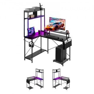 L-Shaped Gaming Desk with LED Lights, 1.2m Reversible