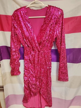 Vestido lentejuelas rosa talla M