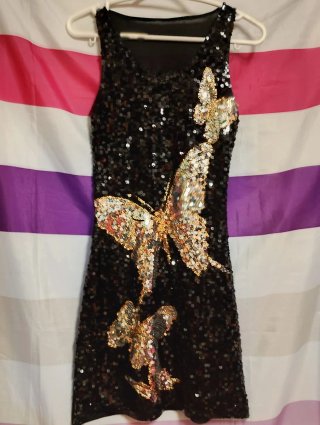 Vestido lentejuelas rosa talla M