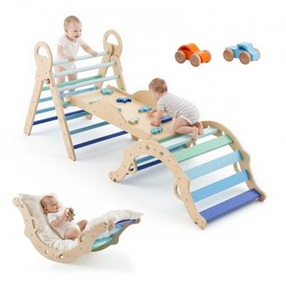 Pikler Triangle Set, 9-in-1 Toddler Climbing Toys Indoor,