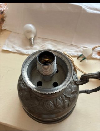 Lampada vintage vetro e peltro