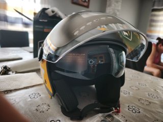 Casco Moto Jet MITT Amarillo y Gris