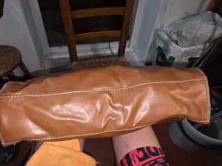 Bolso de piel marrón cuero genuino
