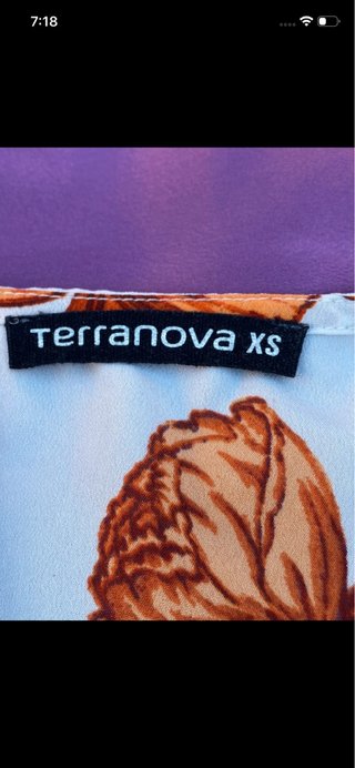 Vestido Terranova floral blanco y naranja