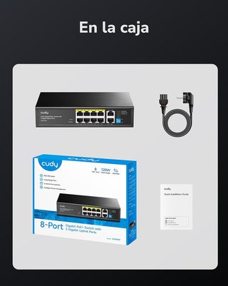CUDY GS1010P Switch 8 Ptos PoE+ 30W 2 Uplink 120W