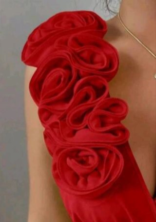 Vestido rojo largo plisado