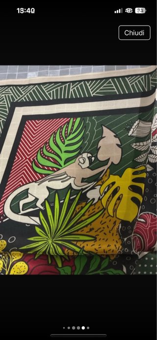 Foulard con stampa tropicale e scimmia