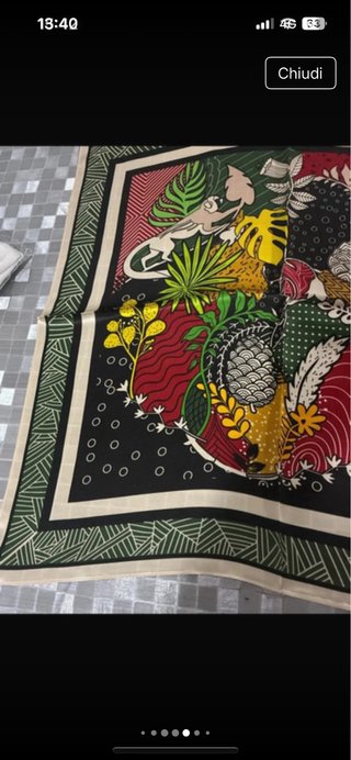 Foulard con stampa tropicale e scimmia