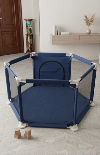 Parque cuna hexagonal azul